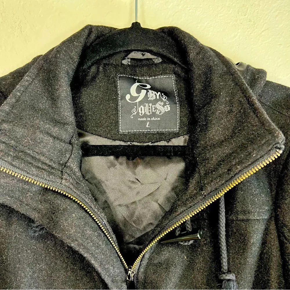 G by Guess wool bomber jacket 🔥🖤 Y2K 🖤 hooded 🖤